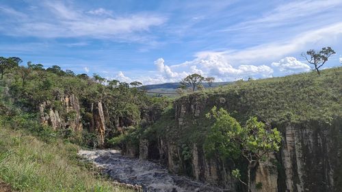 Panoramic shot of land against sky