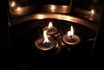 Close-up of burning candle