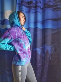 Digital composite image of woman looking away