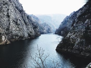 Scenic view of river and mountains