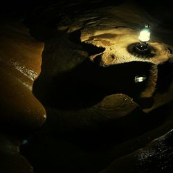 Illuminated rocks at night