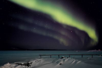 Scenic view of sea during winter at night