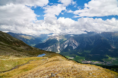 Scenic view of mountains against sky