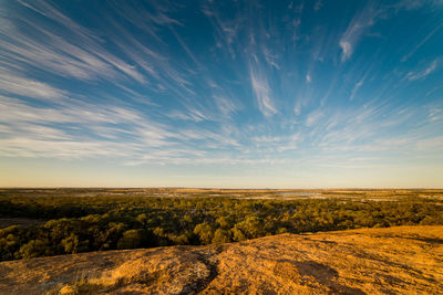 Scenic view of landscape against sky during sunset