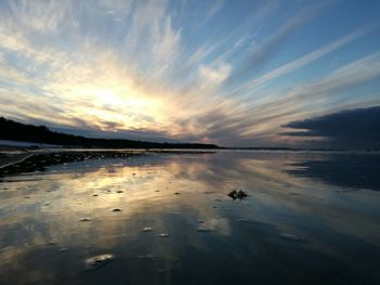 Scenic view of sea against sky at sunset