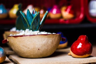 Close-up of food on table