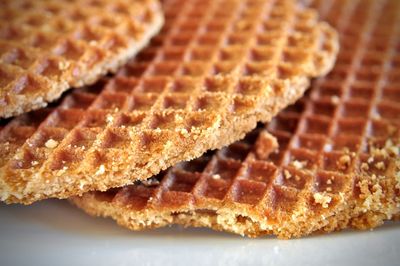 Close-up of waffles on table