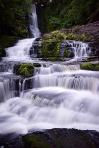 Scenic view of waterfall in forest