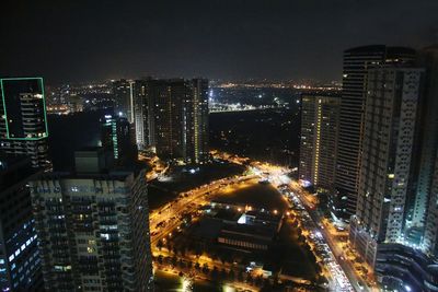 Illuminated city at night