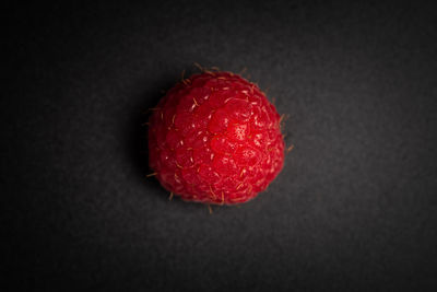 High angle view of strawberries on table