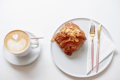 High angle view of coffee on table