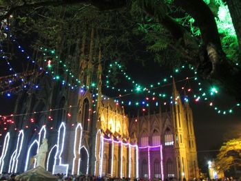 Illuminated building at night