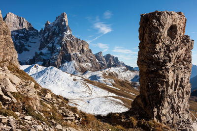Pale di san martino  in the background of blue sky