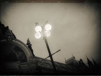 Low angle view of illuminated built structure