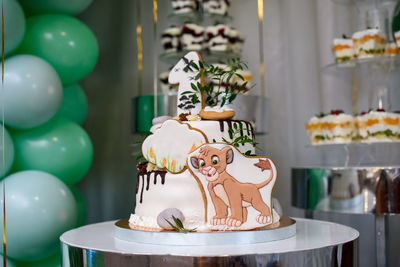 Close-up of cake on table