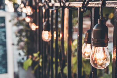 Close-up of illuminated light bulb