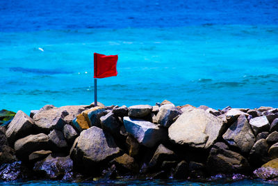 Scenic view of rocks on beach