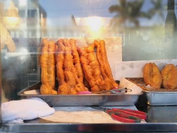 Close-up of hot dog for sale at market