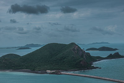 Scenic view of bay against sky