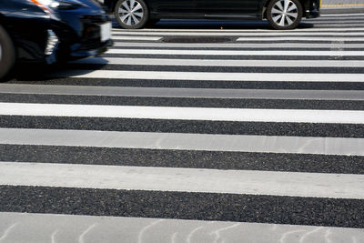 Zebra crossing on road