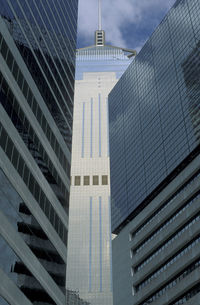 Low angle view of modern buildings in city