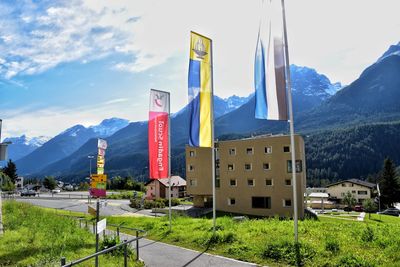 Panoramic view of mountains against sky