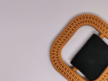 High angle view of coffee in basket on table