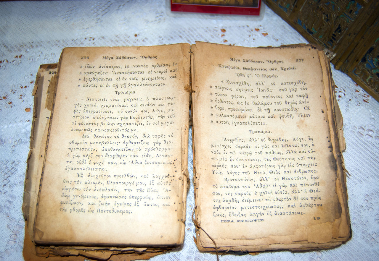HIGH ANGLE VIEW OF TEXT WRITTEN ON BOOK