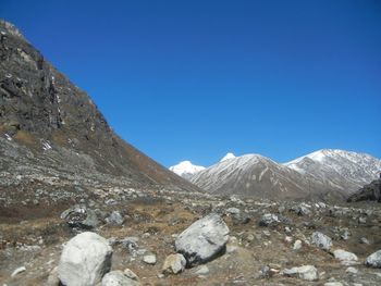 Scenic view of mountains against clear sky