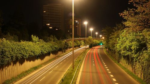View of highway at night