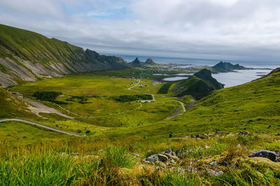 Scenic view of mountains against sky
