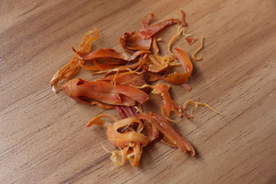 High angle view of carrots on table