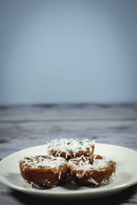 Close-up of dessert in plate on table