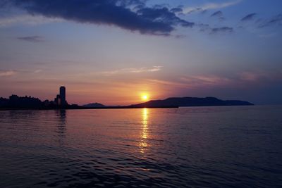 Scenic view of sea against sky during sunset