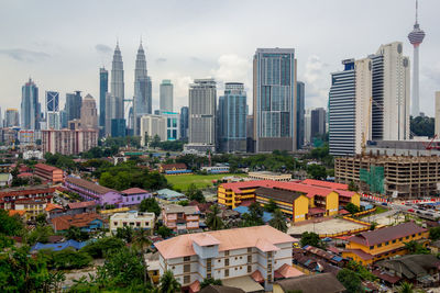 View of skyscrapers in city