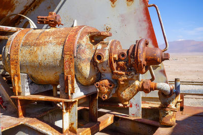 Close-up of rusty machine part