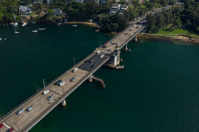 High angle view of golden gate bridge over sea