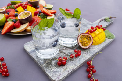 Fruits and vegetables on table