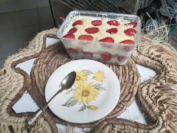 Cake and plate on table