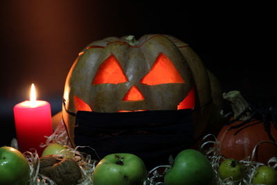 Close-up of pumpkin against black background