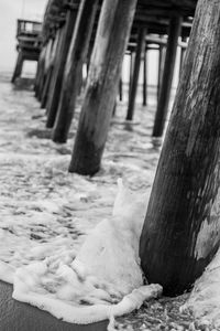 Close-up of wood on beach