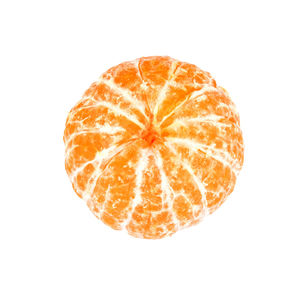 Directly above shot of orange slice against white background