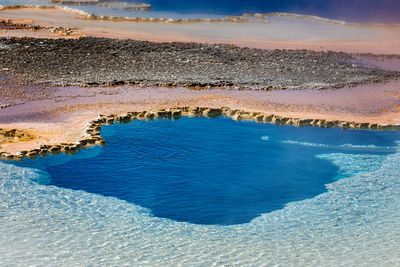 Close up of the limestone pattern of the doublet pool, yellowstone