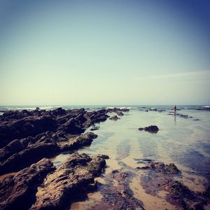 Scenic view of sea against clear sky