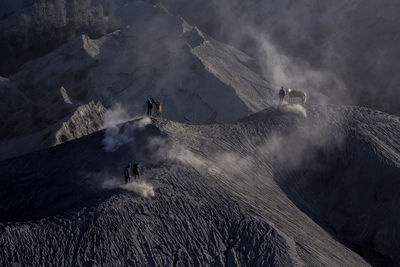 High angle view of volcanic mountain