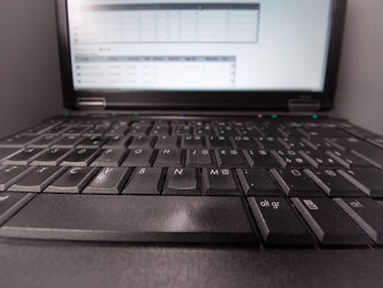 Close-up of laptop keyboard