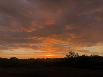 Scenic view of dramatic sky during sunset