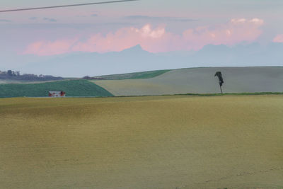 Scenic view of field against sky during sunset