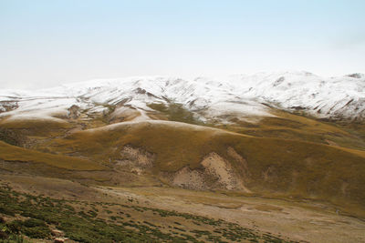 Scenic view of desert against clear sky