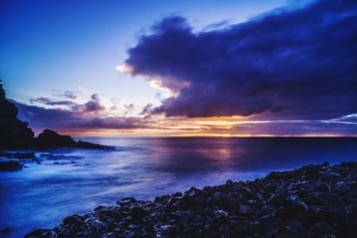 Scenic view of sea against sky during sunset